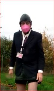 Parking lot fag in school outfit