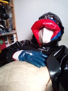 Parking lot fag fully geared in bed